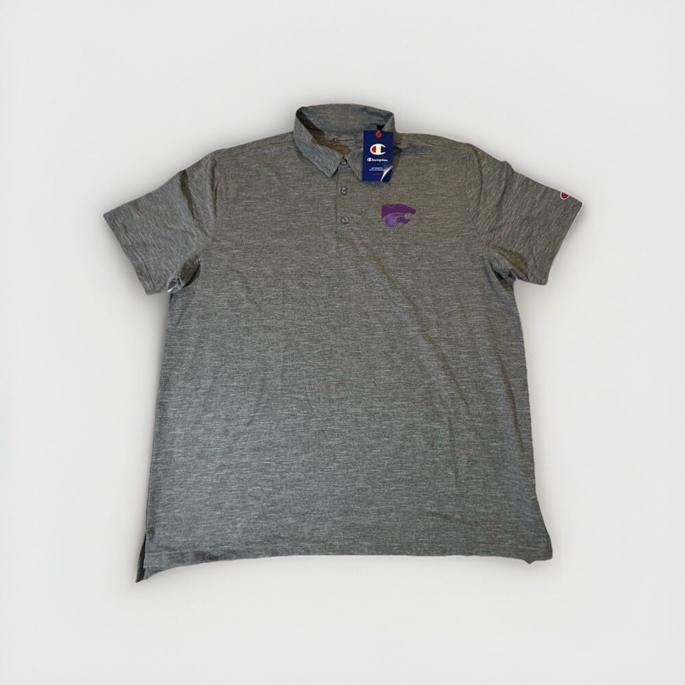 Champion Kansas State Wildcats Polo Shirt Men’s 2XL Gray Performance NWT